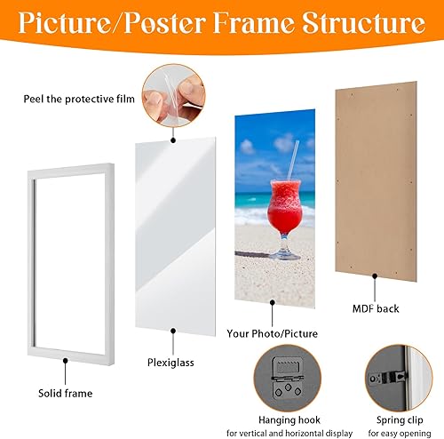 Vista 17 de Marco gris rústico de 18 x 24 pulgadas, marco para póster de 18 x 24 pulgadas, color gris envejecido, grande, retro, natural, 24 x 18 pulgadas