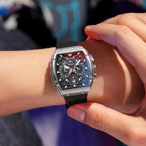 Miniatura 9 de OLEVS Mens Watches Stylish Chronograph Waterproof Luminous Silicon Strap Multifunction Watches for Men Business White Men Wrist Watch