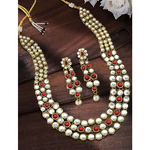 Image of Peora Anuskha Sharma Inspired Kundan Necklace & Jewelry Set Gift For Women