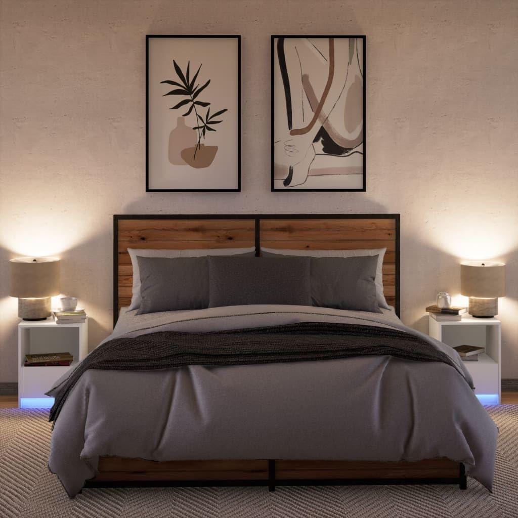 Moderner Nachttisch mit RGB-LED-Beleuchtung und Schublade aus langlebigem Holzwerkstoff für Schlafzimmer und Wohnbereich