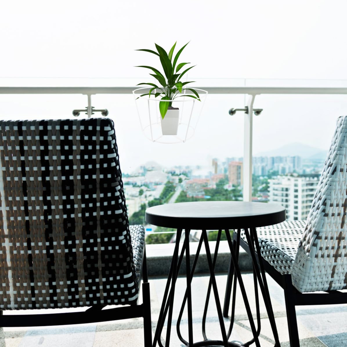 2 Soportes Colgantes de Hierro Blanco para Macetas Diseño Hueco Creativo, Estante Redondo para Bonsáis Adecuado para Cocina y Alféizar, Fácil Riego y Protección de Suelos
