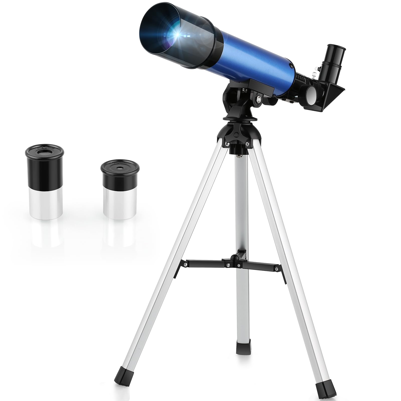 Cowiewie Télescope Astronomique d'Entrée de Gamme 360/50 mm HD Réfracteur Portable pour Observation Céleste - pour Enfants/Adultes/Débutants