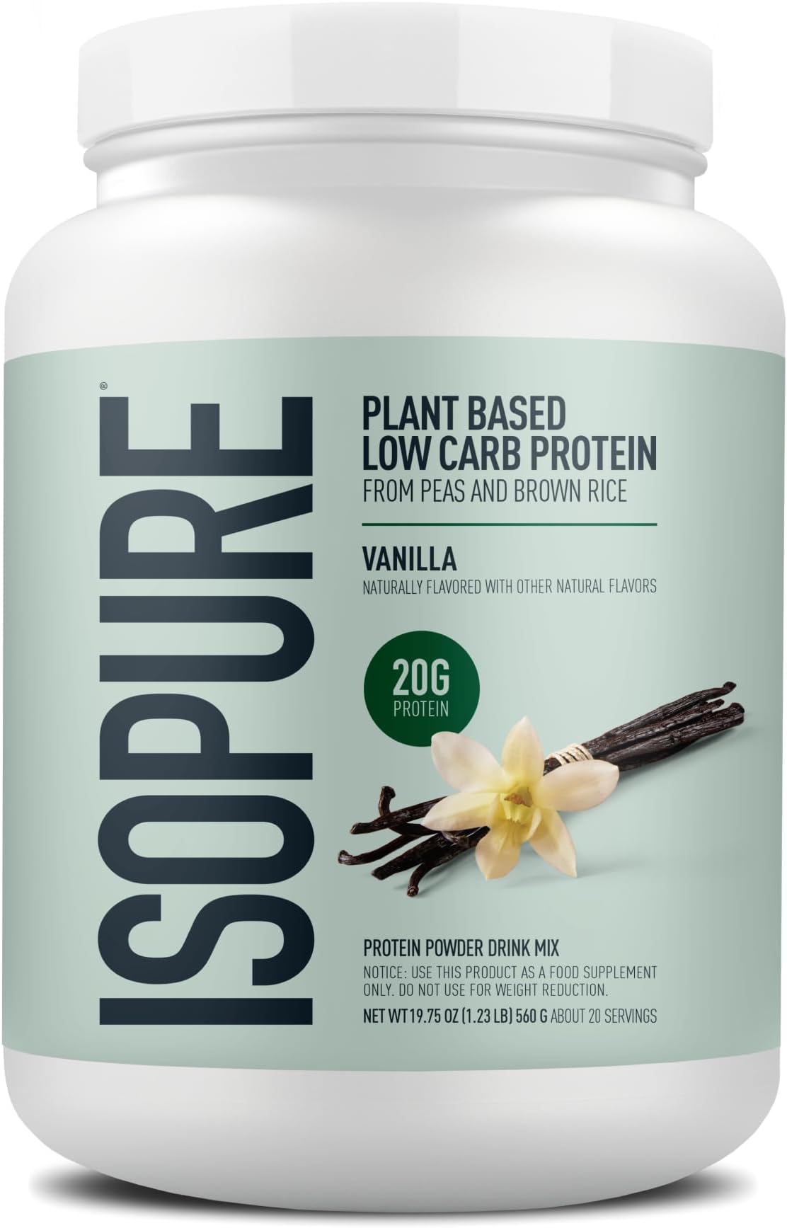 Plant-Based Protein Powder – 20g Organic Pea and Rice Protein with a Complete Amino Acid Profile – Supports Muscle Recovery & Lean Nutrition, Vanilla, 20 Servings