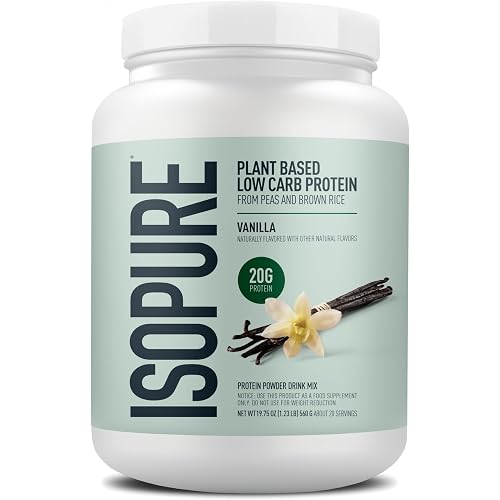 Isopure Plant-Based Protein Powder – 20g Organic Pea and Rice Protein with a Complete Amino Acid Profile – Supports Muscle Recovery & Lean Nutrition, Vanilla, 20 Servings