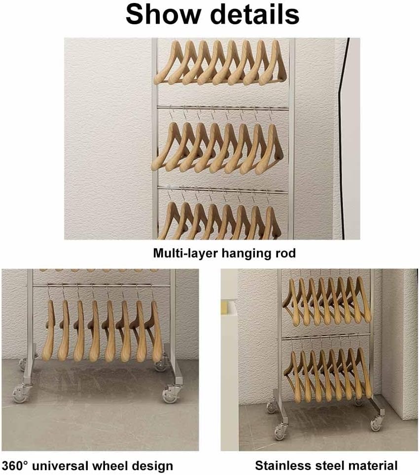 Clothes RackClothing Store Scarf Storage Organizer Rack, Retail Store Panty Shorts Bra Hijab Silk Shawl Display Stand, with Wheels Stand Hanger for Clothing Store Commercial H,Gold-50x40x117cm