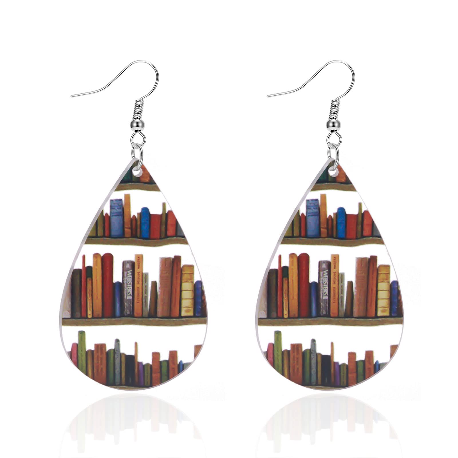 RINHOO FRIENDSHIPBook Earrings for Women Book Shelf Earrinfs for For Book Lovers Gifts for Book Lovers Women Bookshelf Acrylic Dangle Earrings