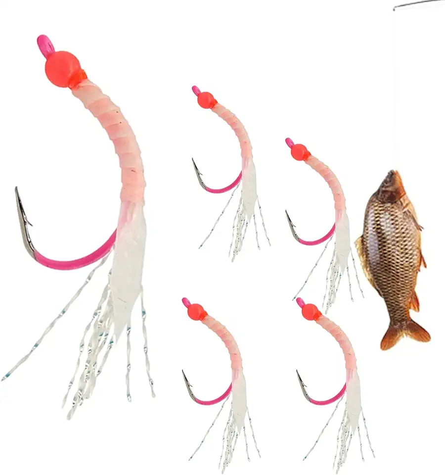 Iscas de pesca de robalo | Conjunto de isca de cauda reflexiva brilhante, 4,8 cm iscas de peixe de cauda reflexiva, para pescador, água salgada, poleiro noturno, camarão, tipo de peixe