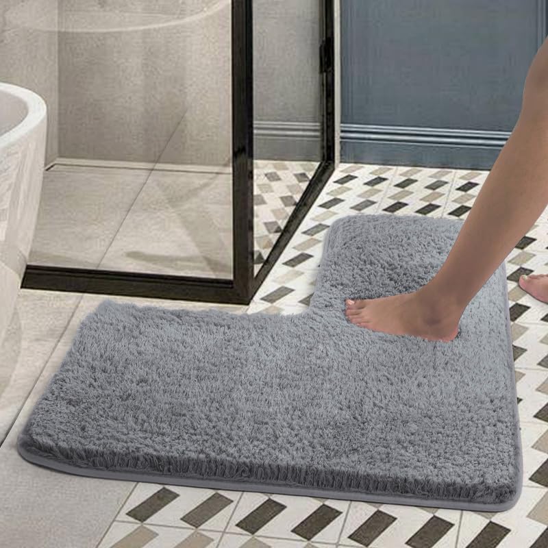 L Shaped Bathroom Rug Soft