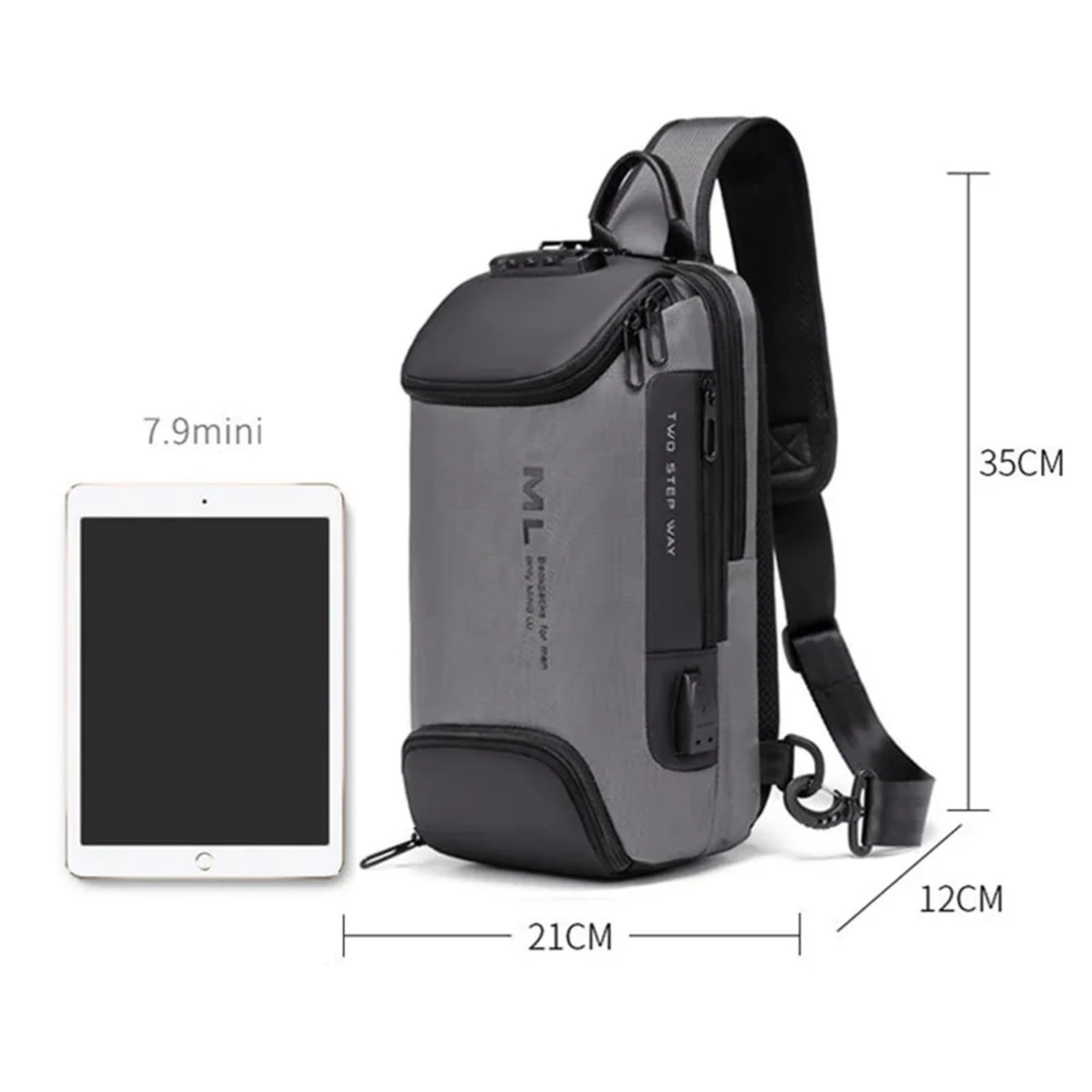 Uomini Moda Antifurto Blocco Multifunzione Borse A Tracolla Ricarica USB Sling Crossbody Viaggio Messenger Borsa Petto Pack Per Maschio