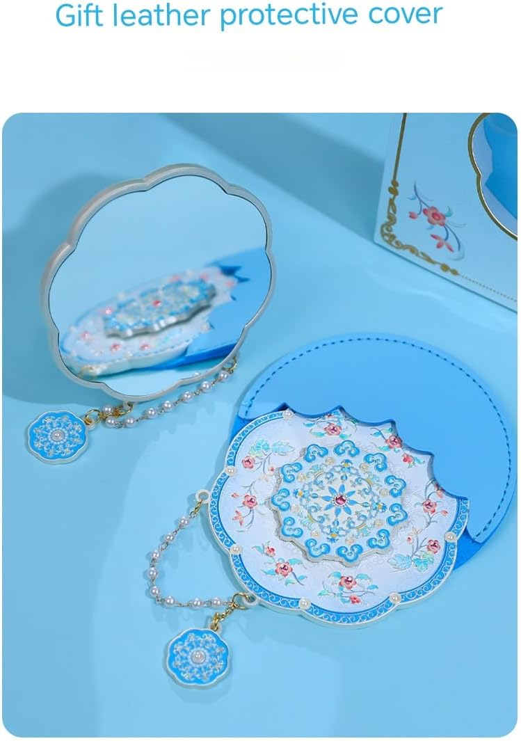Compact Mirror, Exquisite Retro mini Travel Makeup Mirror (Blue)