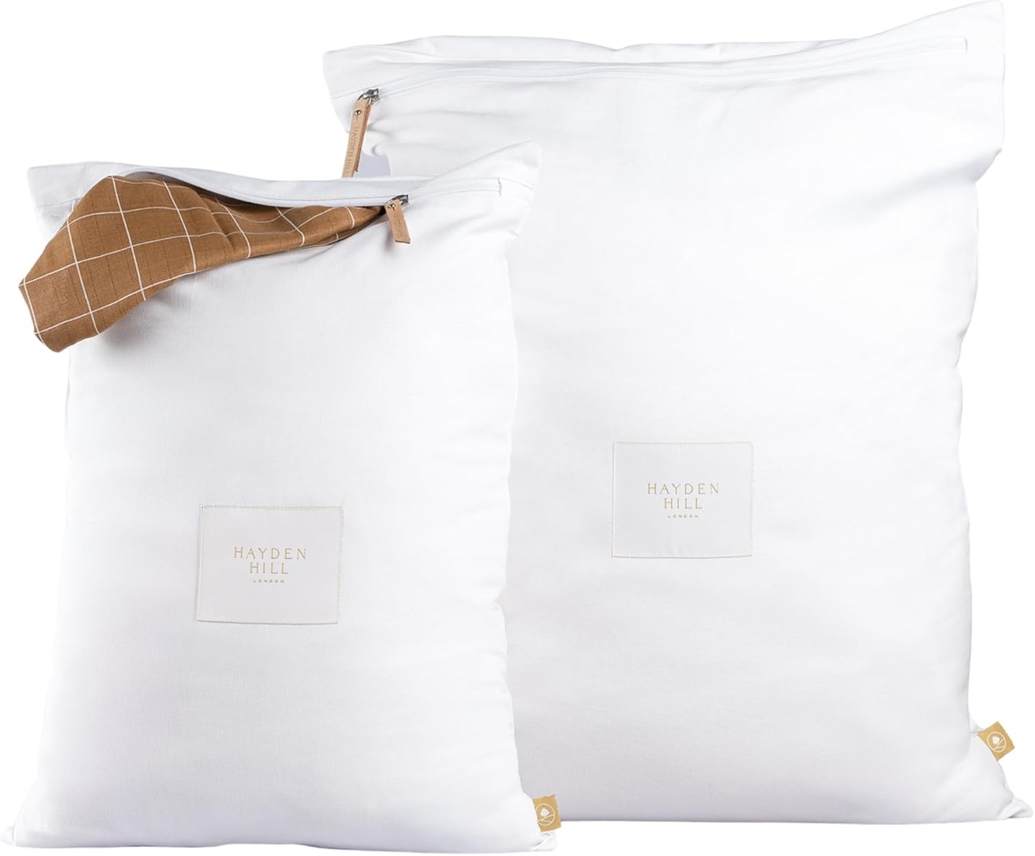 Hayden Hill Luxury Organic Cotton Travel Laundry Bags - Set of 2 Large and Small Size - For Dirty Clothes at Home, Traveling, and Packable in Luggage and Suitcase - Carbon Neutral