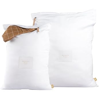 Hayden Hill Luxuri se Reise-W sches cke aus Bio-Baumwolle   Set mit 2 gro en und kleinen Gr en   f r schmutzige Kleidung zu Hause auf Reisen und verstaubar in Gep ck und Koffer klimaneutral