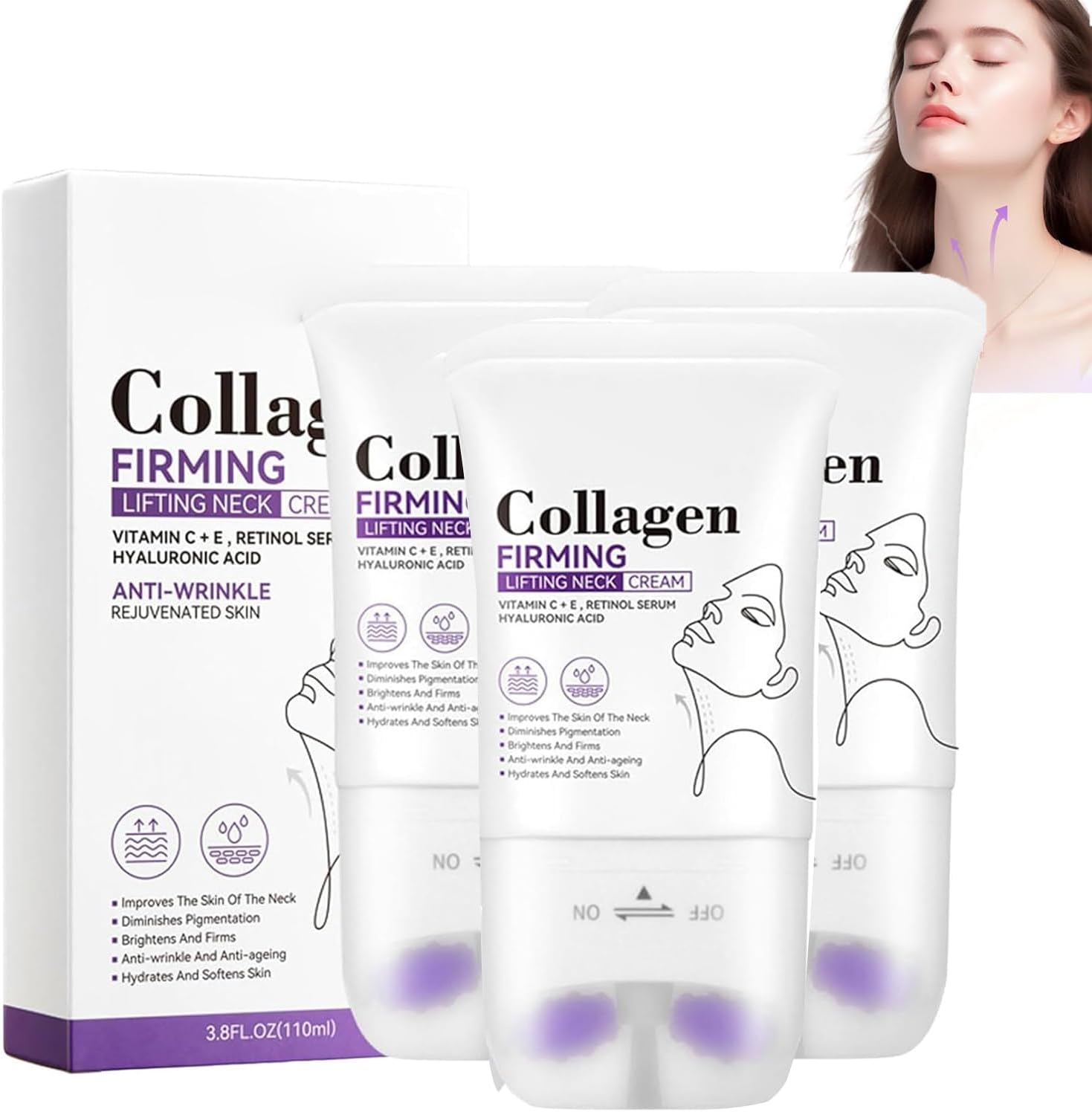 Neck Collagen Cream, Collagen Firming Lifting Neck Cream, Neck Firming Tightening Cream, Anti-Aging Neck Cream for Tightening and Wrinkles on Neck, Firming & Hydrating With Collagen (3)
