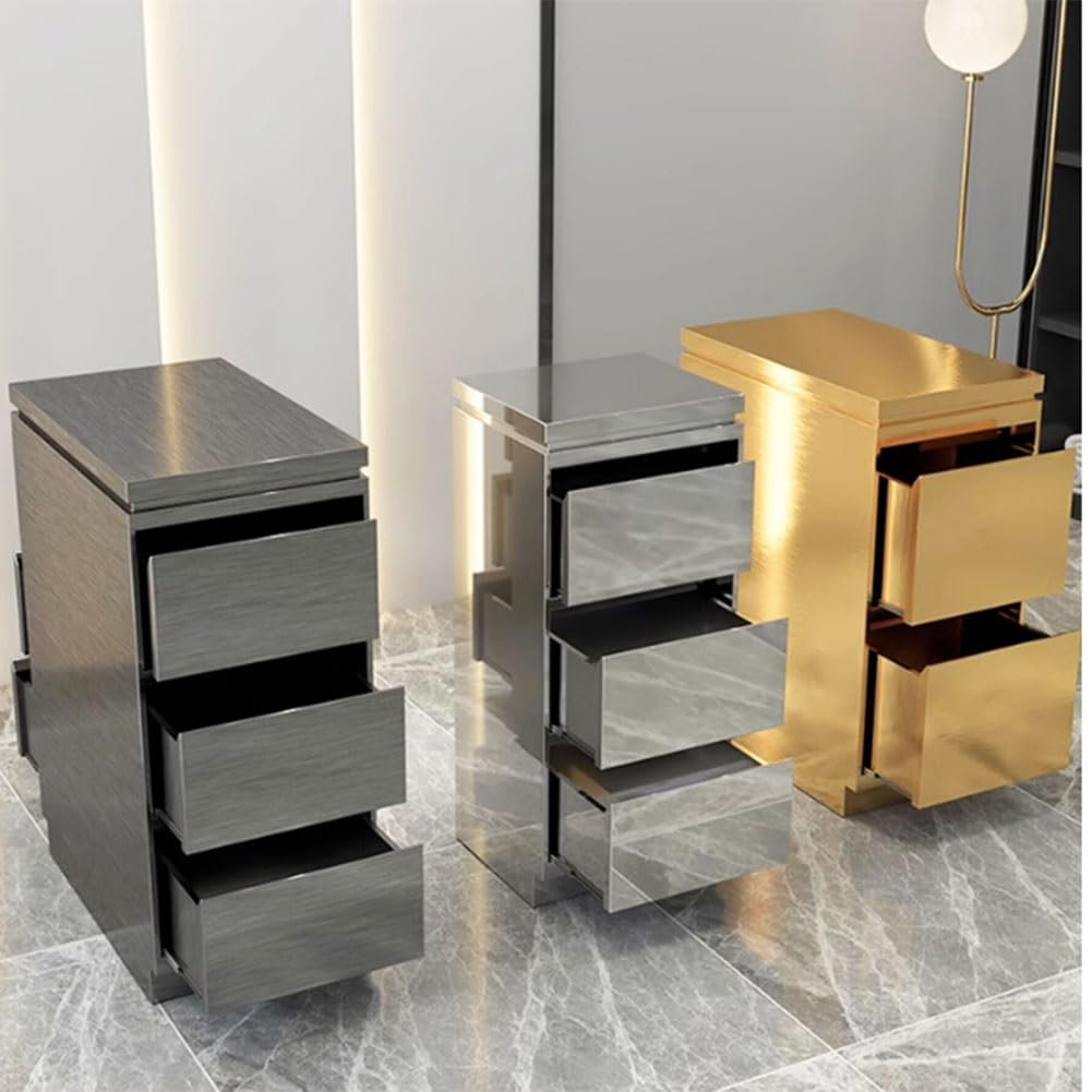 Questo mobiletto portautensili in Acciaio Inossidabile, Ideale per saloni di Bellezza, Parrucchieri, barberia e Garage (Colore: Grigio, Dimensioni: 40x30x78 cm)