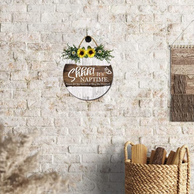 Miniatura 5 de Letreros para puerta con texto en inglés "Shhh It's Nap Time Please Do Not Knock or Ring the Door" ("Shhh It's Nap Time Please Do Not Knock or Ring
