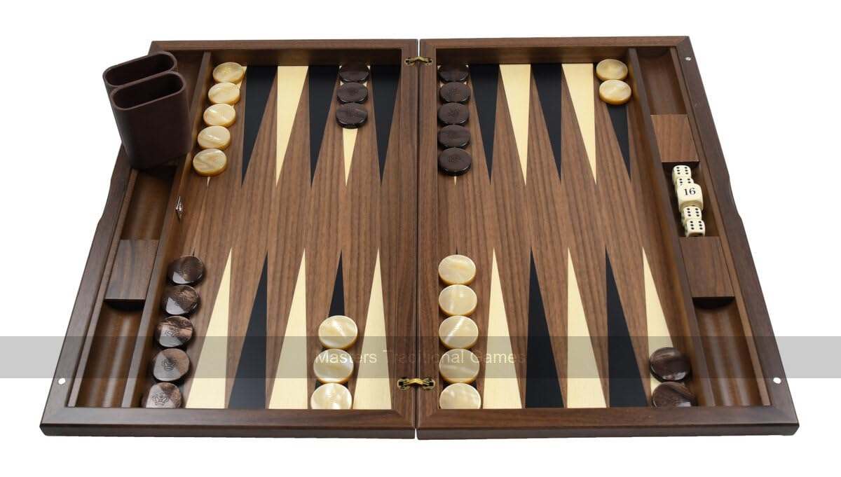 Dal Negro Detroit Walnut 19-inch Backgammon Set