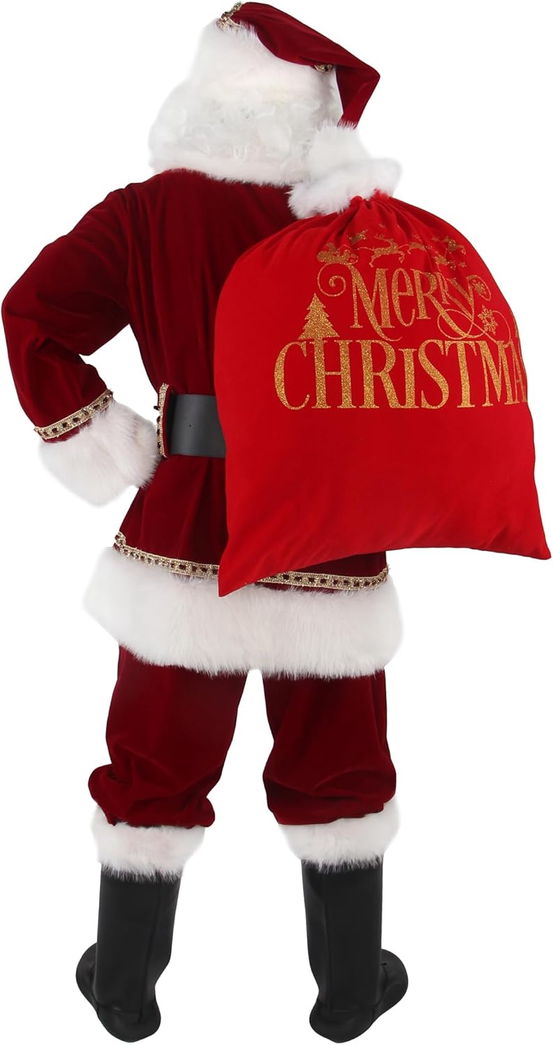 Santa Claus Costume for Men Deluxe Christmas Santa Suit 11pcs Red Adult Professional Xmas Cosplay Party Holiday Outfit - Image 2