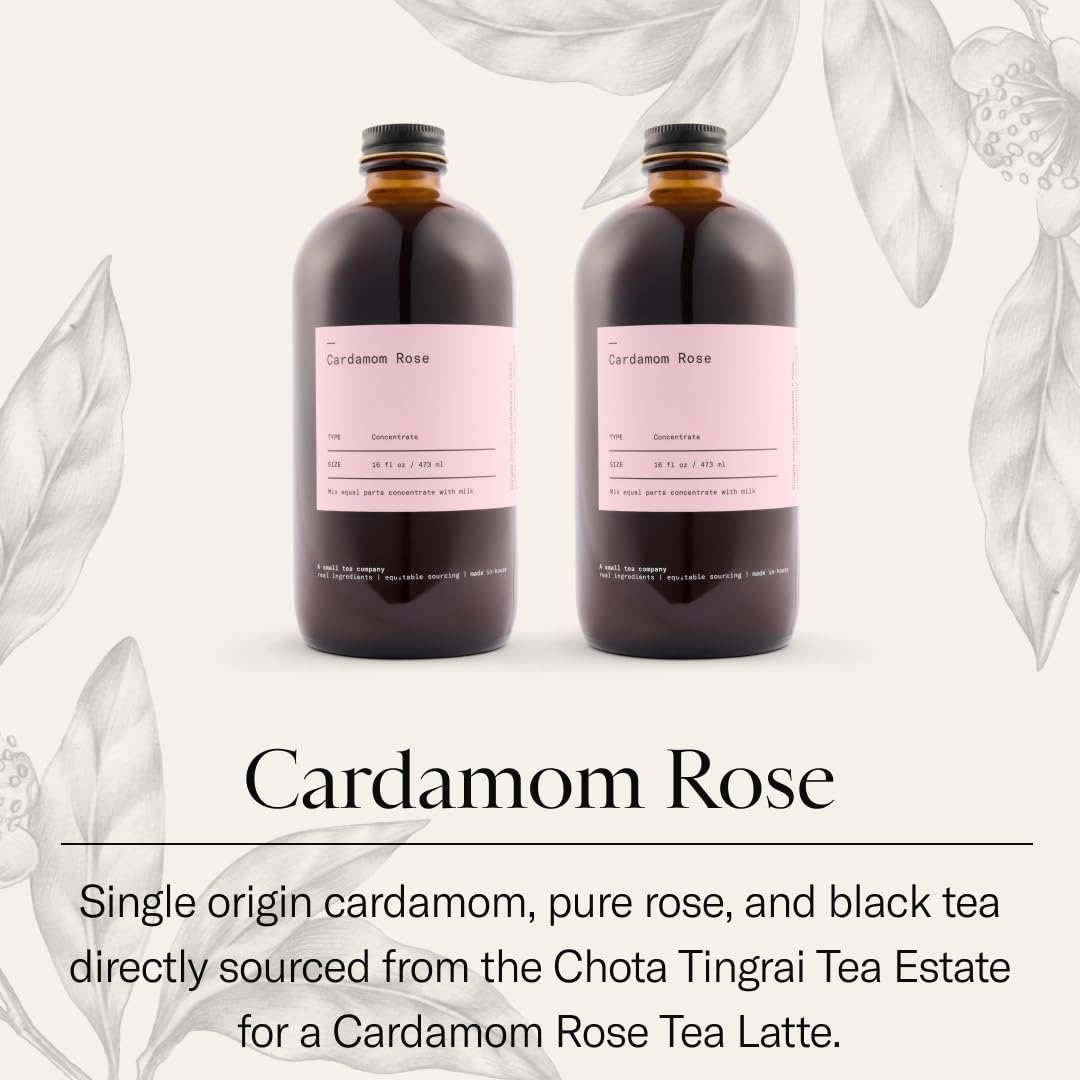 Dona Cardamom Rose Tea Concentrate, Small-Batch, Single-Origin Spices, Hot or Iced Chai, 16 Fl Ounce Bottles (Pack of 2) (Standard, 32, Fl Oz)