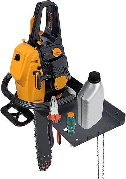 LHERUT Chainsaw Shelf Stand Holder Garage Storage Wall Organizer, Chainsaw Wall Mount Hanger Hook Chain Saw Rack Accessories Tool Black Metal Floating Shelf