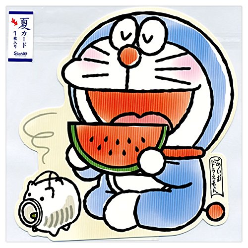 Amazon | 夏ポストカード ダイカットドラえもんとスイカ 1枚入り S4316