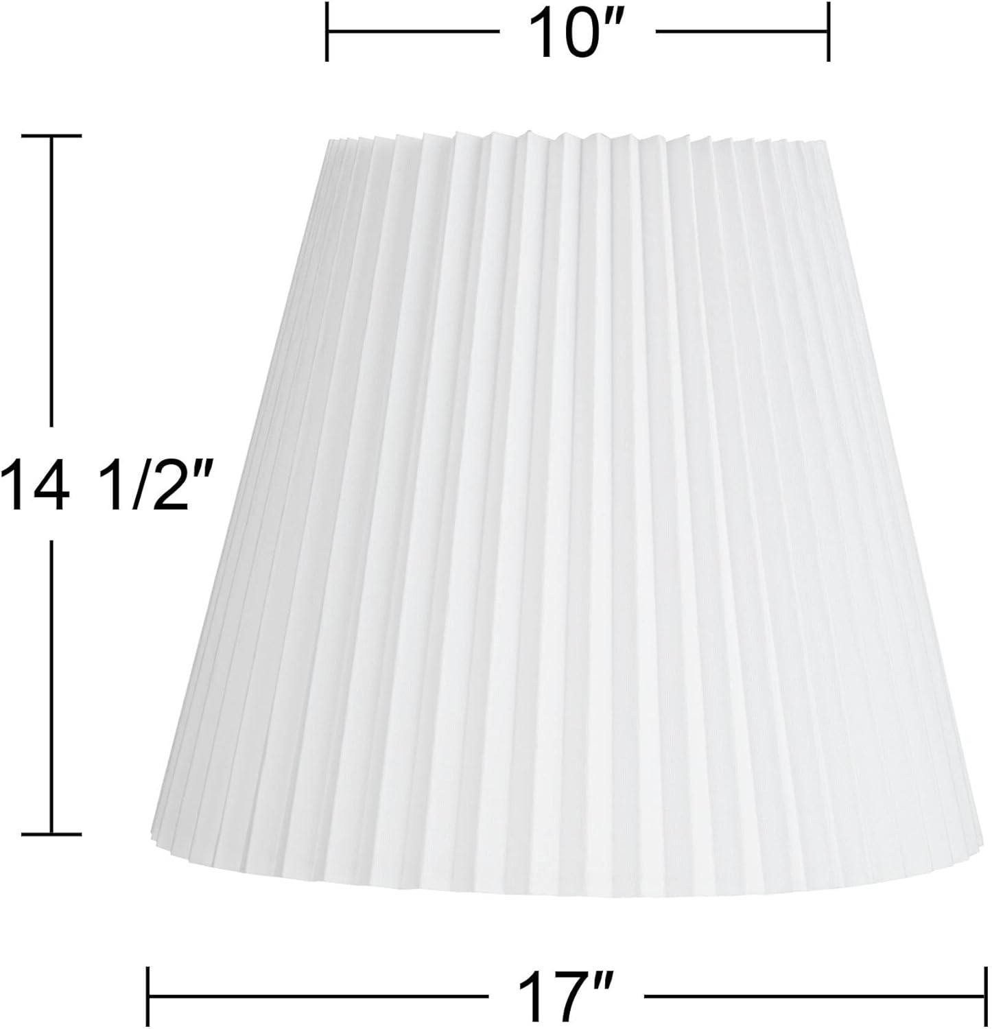 Hardback Knife Pleated Empire Lamp Shade (Pre-Assembled) Brussels White Large 10" Top x 17" Bottom x 14.75" Slant x 14.5" High Spider with Replacement Harp and Finial - Springcrest