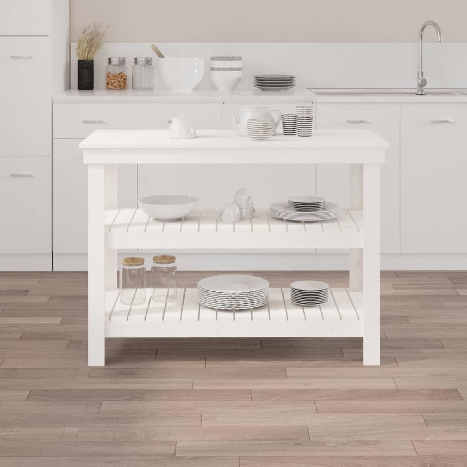 Banco de Trabajo, Mesa De Trabajo Taller, Caballete Mesa, Banco Herramientas, Bancada De Trabalho, Caballete para Mesa, de Madera Maciza de Pino Blanco 110,5x50x80 cm
