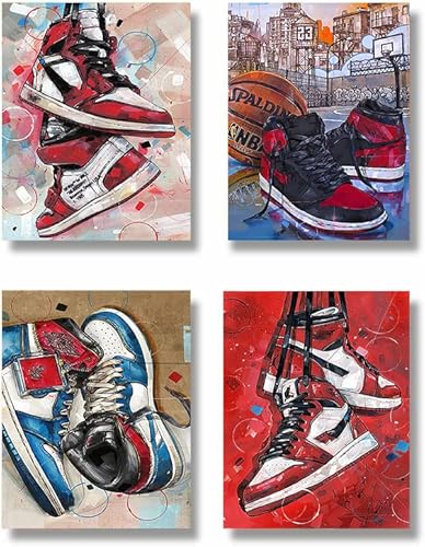 Fashion Sneakers Posters Hype Beast Room Decor Shoes Prints Sneakers And Head Posters Aesthetic Cool Posters For Teens Boys Guys Men Room Dorm Bedroom Wall Art Decor,Set Of 4 Unframed(8''X10''Inches). #TOP2