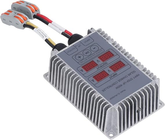 MPPT Solar Charge Controller 15A for 24V/48V Battery Systems, 400W Solar Panel Regulator with LED Display & IP66 Enclosure