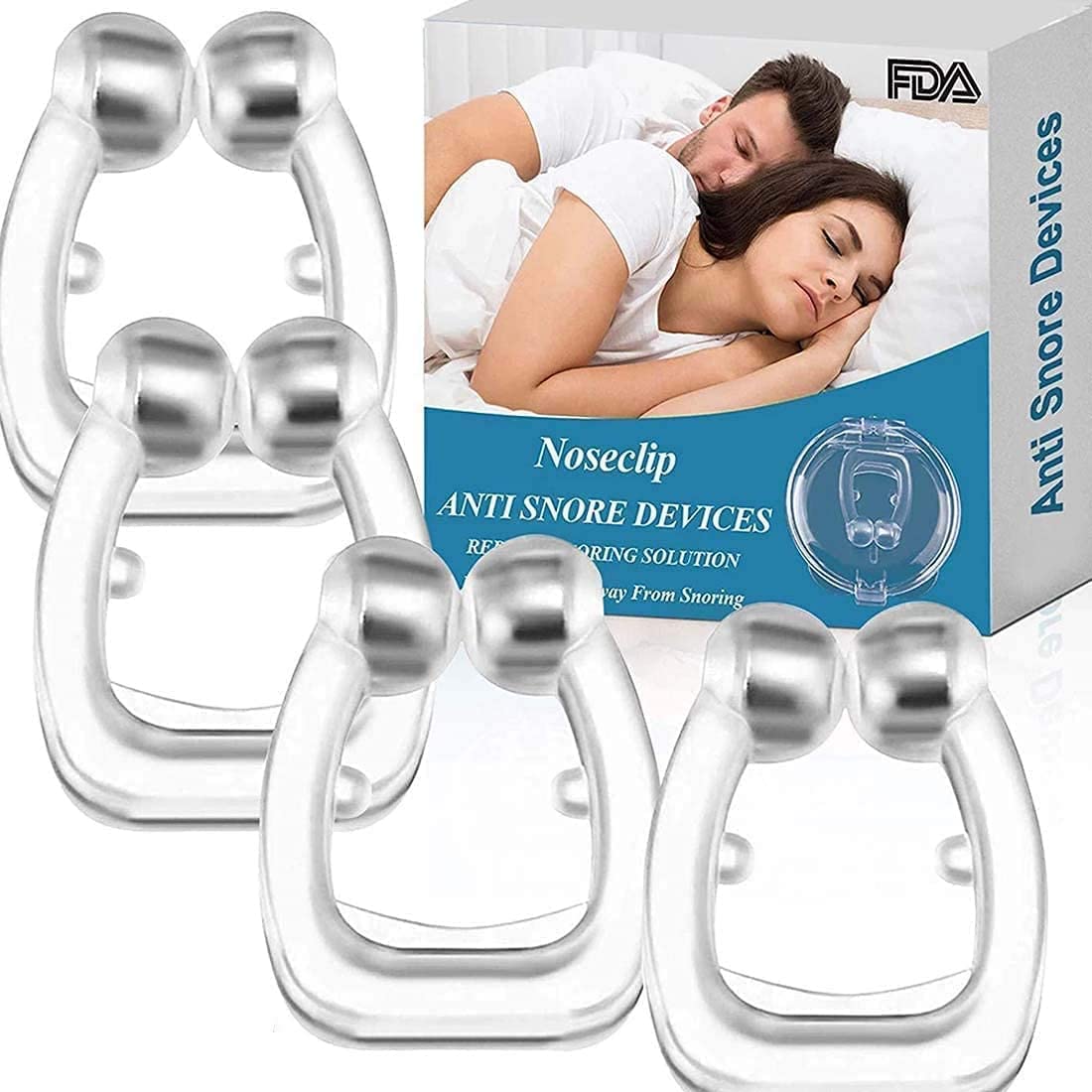 Anti Snore Devices, Silicone Anti Snoring Nose Clip, Relief Stop, Snore Stopper Mute Aids,Magnetic Nasal Dilator for Ease Breathing, Comfortable Sleeping, for Men or Women, 4pcs