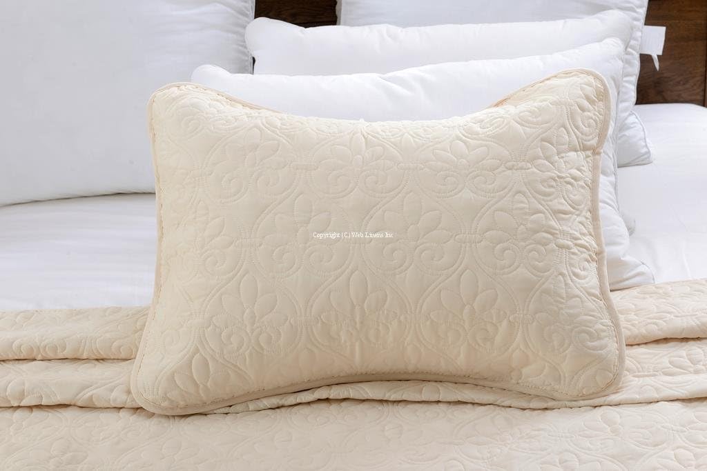 Web Linens Inc Oversized - 3 Piece 100% Cotton Quilted Coverlet Set - Ivory - King/California King 104 x 96 Inches Wrinkle/Fade Resistant Light Weight Luxurious All Season Super Soft Machine Washable