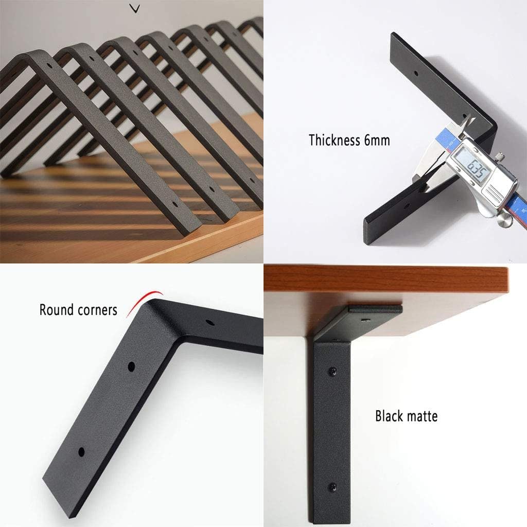 Soporte de esquina Soporte de estante montado en la pared Soporte de estante flotante Soporte de ángulo recto, práctico y liviano, tornillos y tacos de pared incluidos, fácil de instalar (negro) ( Siz