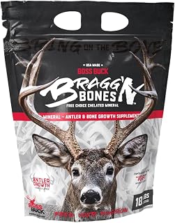 Boss Buck Bragg'n Bones 10lb Mineral Deer Supplement | High Protein Antler & Bone Growth Mineral Feed Supplement for Deer