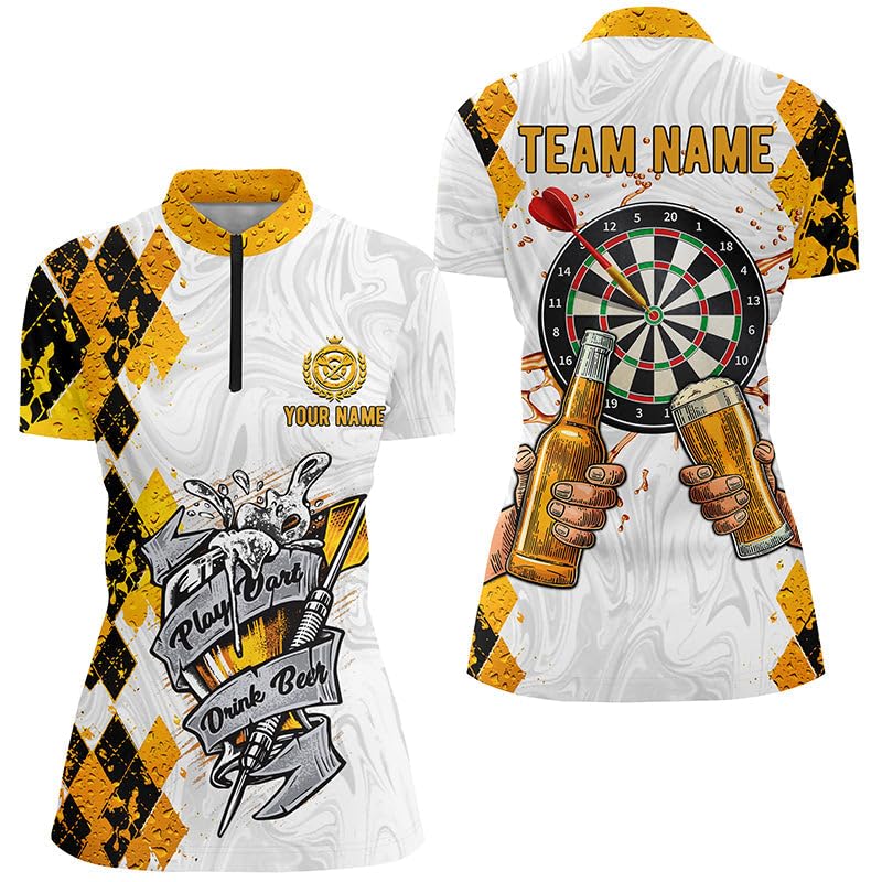 Spiel Dart, Trink Bier - Individuelles Darts Polo & Quarter-Zip-Shirt mit Argyle-Muster für Herren & Damen L0738