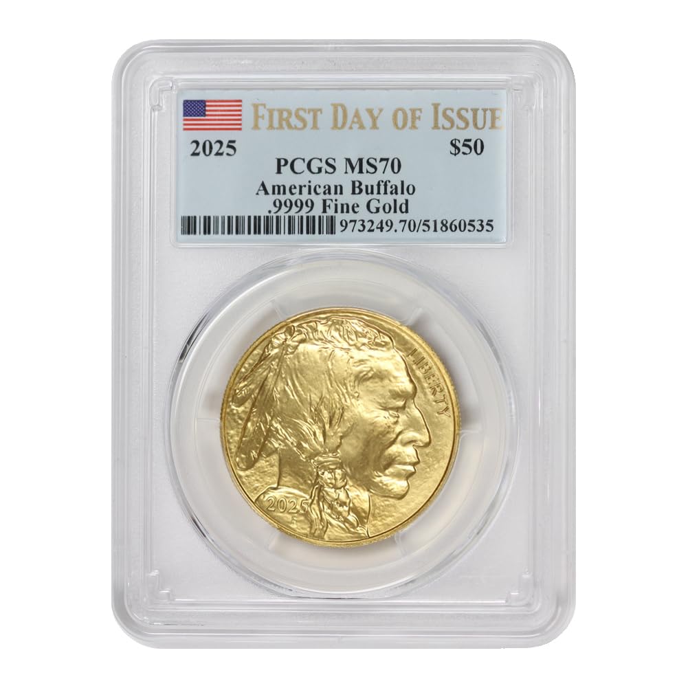 2025 No Mint Mark 1oz American Gold Buffalo MS-70 First Day of Issue Flag Label $50 PCGS MS70 Thumbnail