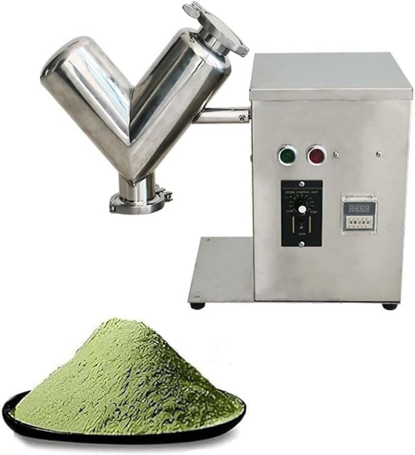 V-Type Experimental Powder Mixer, Vertical Stainless Steel Particle Granule Rotary Blender with Adjustable Speed, Large Electric Dry Powder Mixer for Lab (8L)