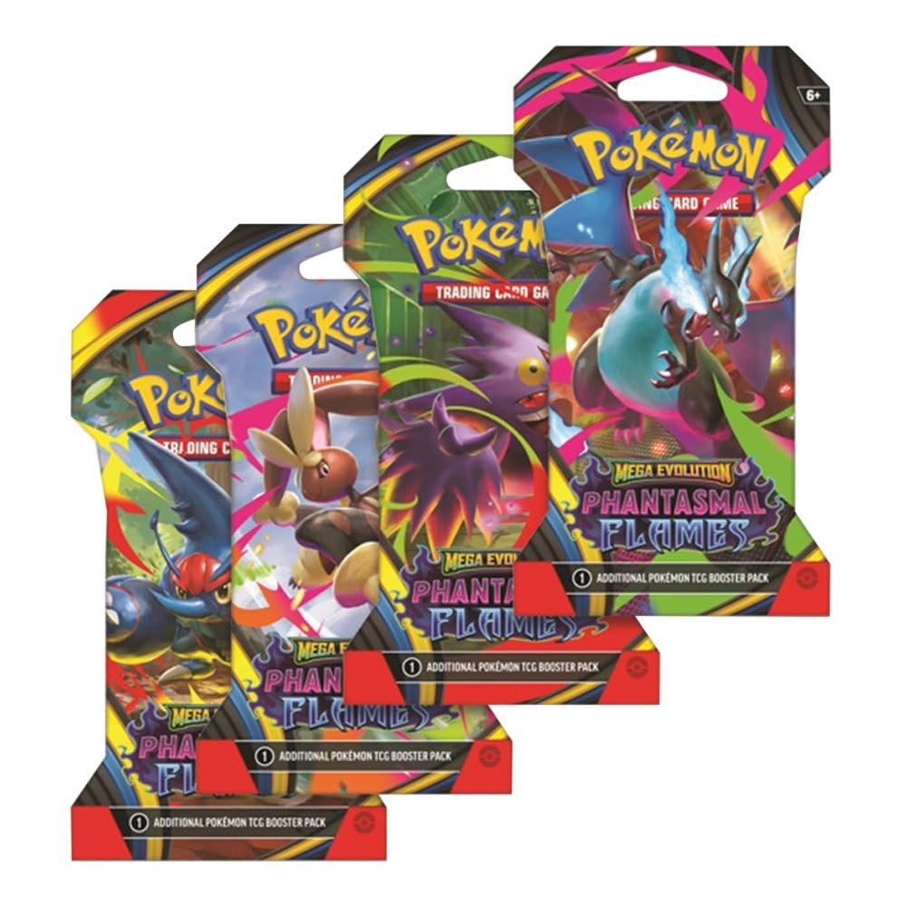 Amazon.com: Pokemon TCG: Mega Evolution Phantasmal Flames Sleeved Booster  Pack Lot