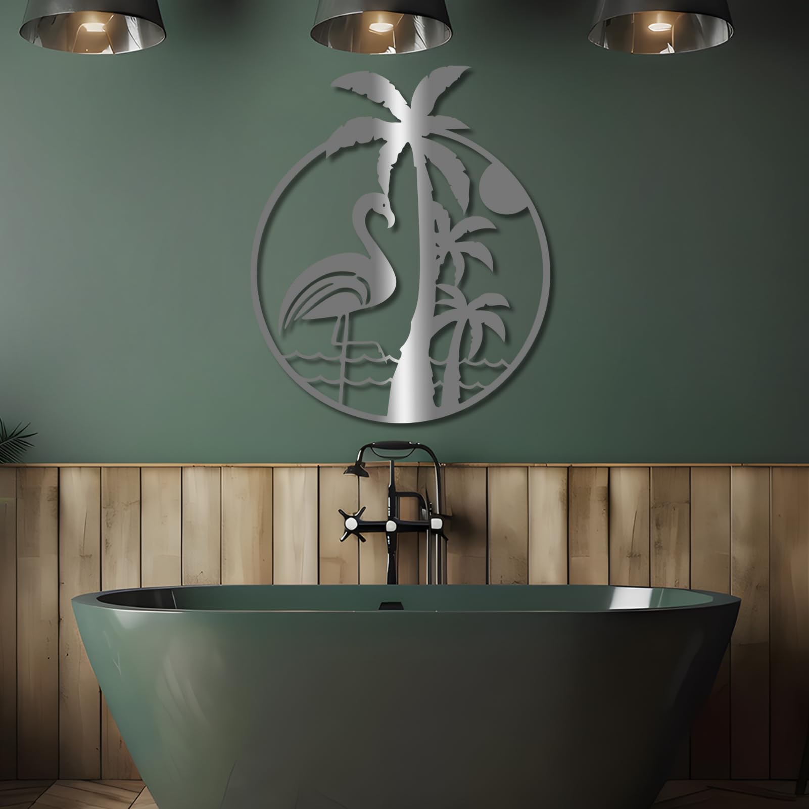 Décoration murale minimaliste moderne en métal motif palmier noir