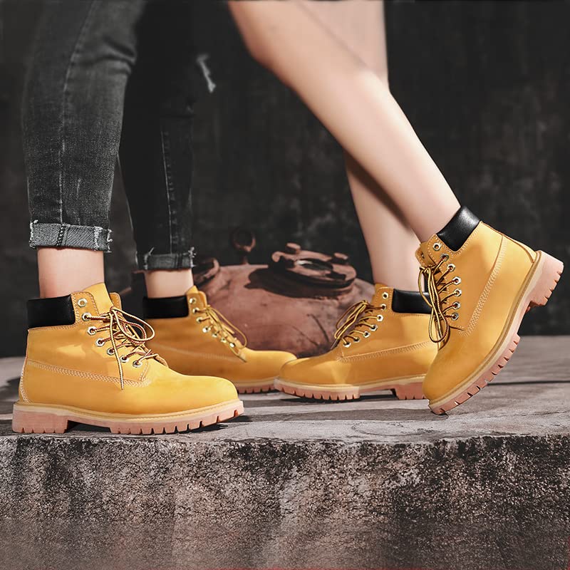 Fashion Genuines Leather Boots Men Couple Shoes Classic Yellow Men
