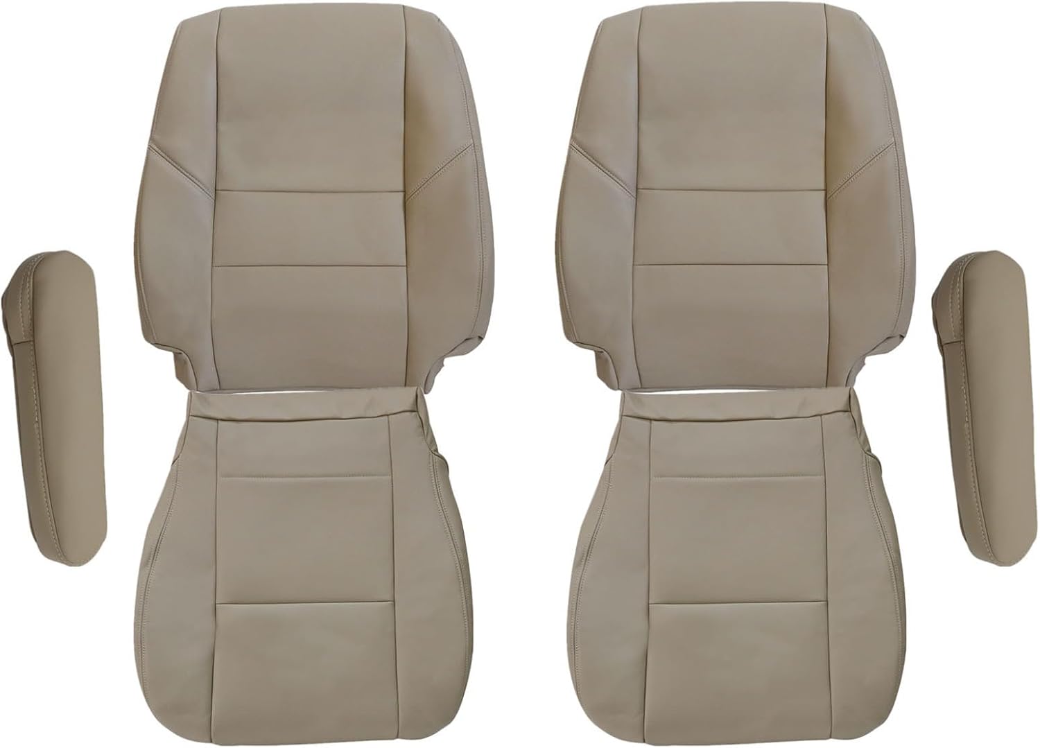 NLQR Front Driver and Passenger Side Bottom & Top Back & Armrest Cover Replacement Seat Covers Microfiber Leather Tan Compatible with Toyota Sequoia Tundra 2000 2001 2002 2003 2004 2005 2006