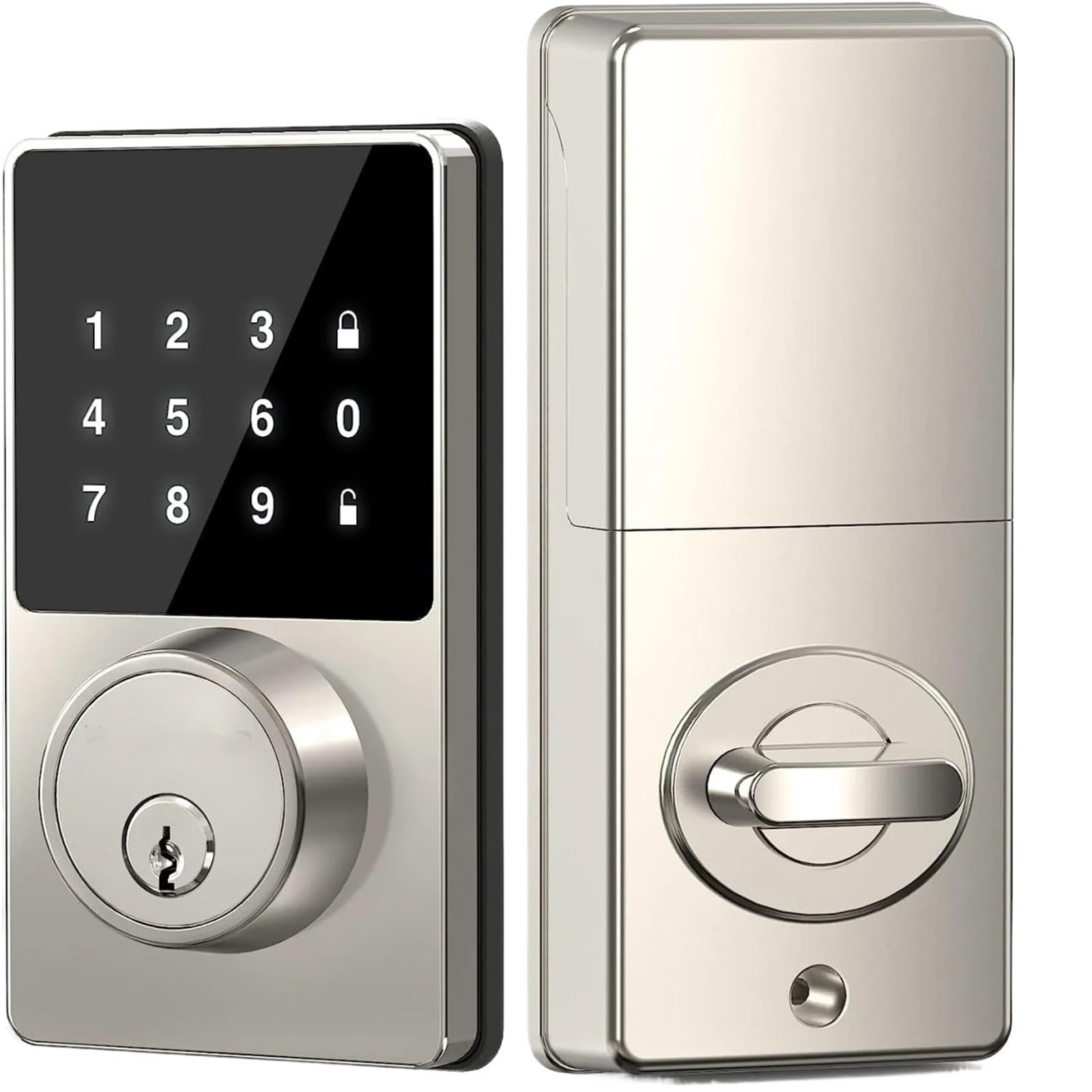 Smart Lock with Password, Keyless Entry Door Lock with Touchscreen Keypads, Easy to Install, App Unlock, 50 User Codes(White)