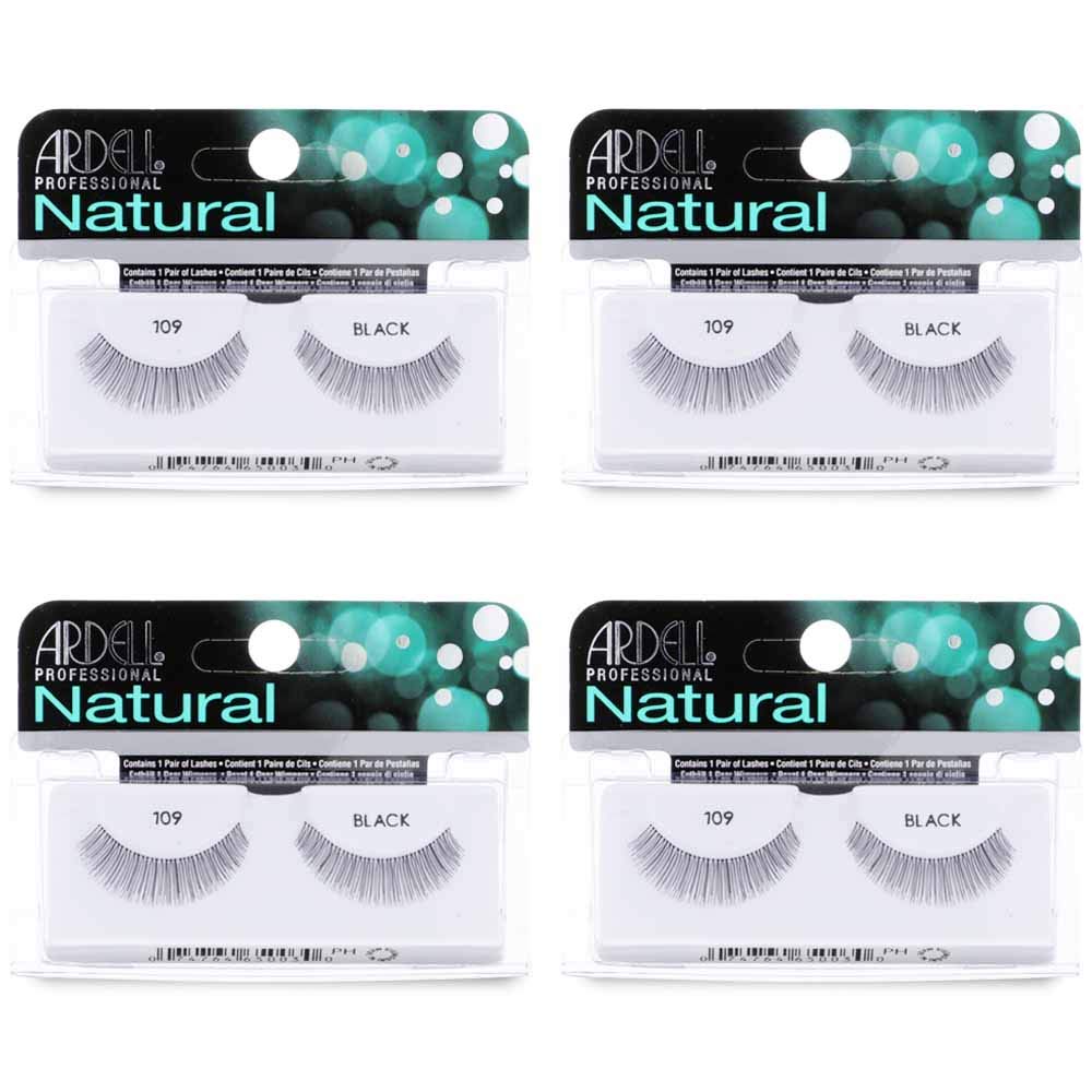Ardell Natural Lashes False Eyelashes 109 – Black, Reusable Strip Lashes Lash Enhancement for Everyday Wear, 4 Pack