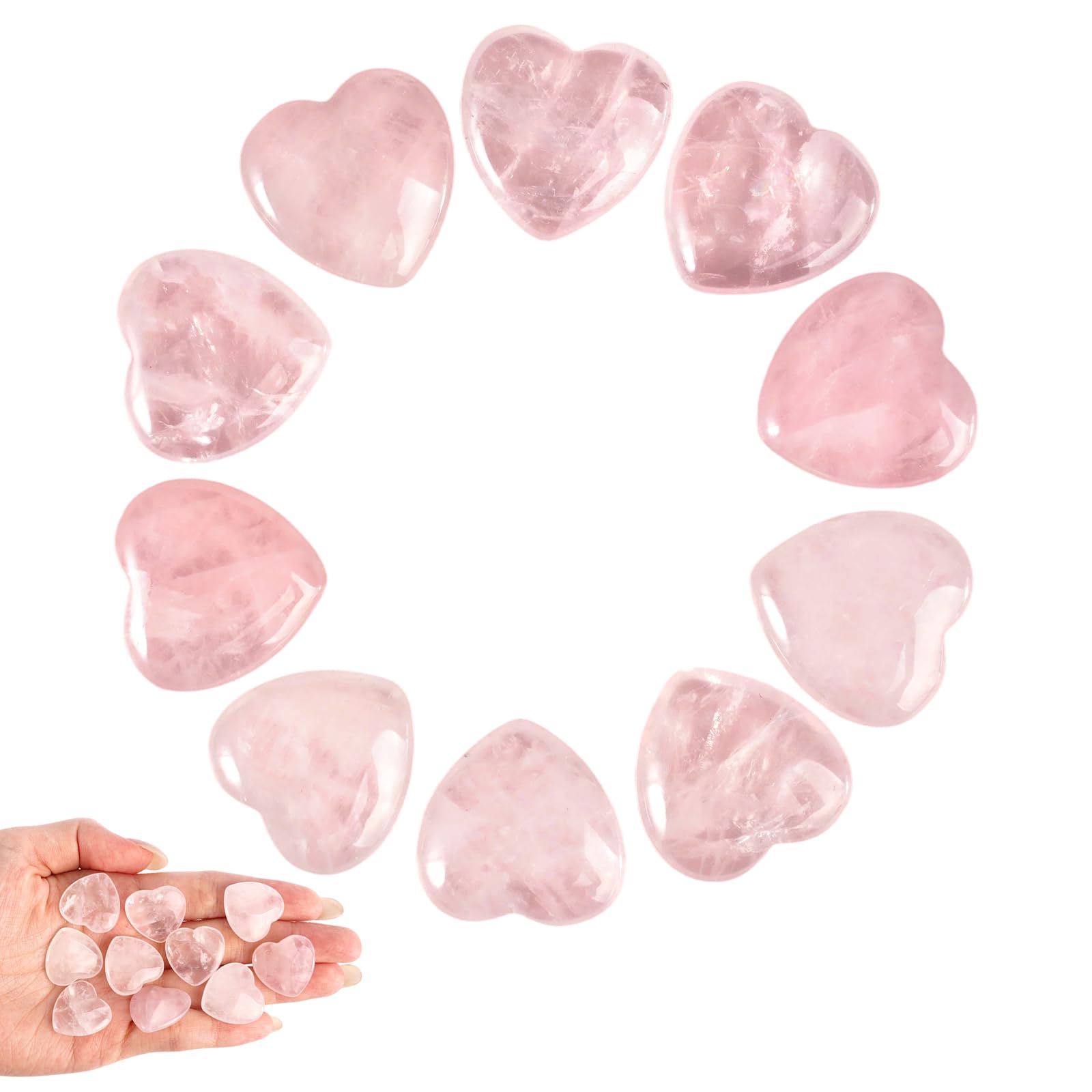 10 Piezas 2cm Cuarzo Rosa, Piedra Cuarzo Rosa, Cuarzorosa Piedra Natural, Piedras de Cuarzos de Cristal, Naturales Cuarzorosa Cristales Curativos, Piedra Curativa Semipreciosa, para Amante, CumpleañO