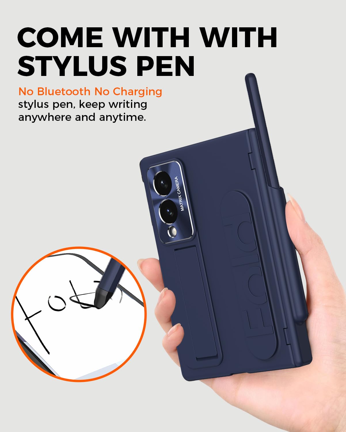 NINKI Etui na telefon Samsung Galaxy Z fold 8 z paskiem na rękę, etui z uchwytem na rysik i długopis, ochrona wyświetlacza i ochrona zawiasów, etui Fold 8 z podstawką, wojskowa ochrona 360, odporne na
