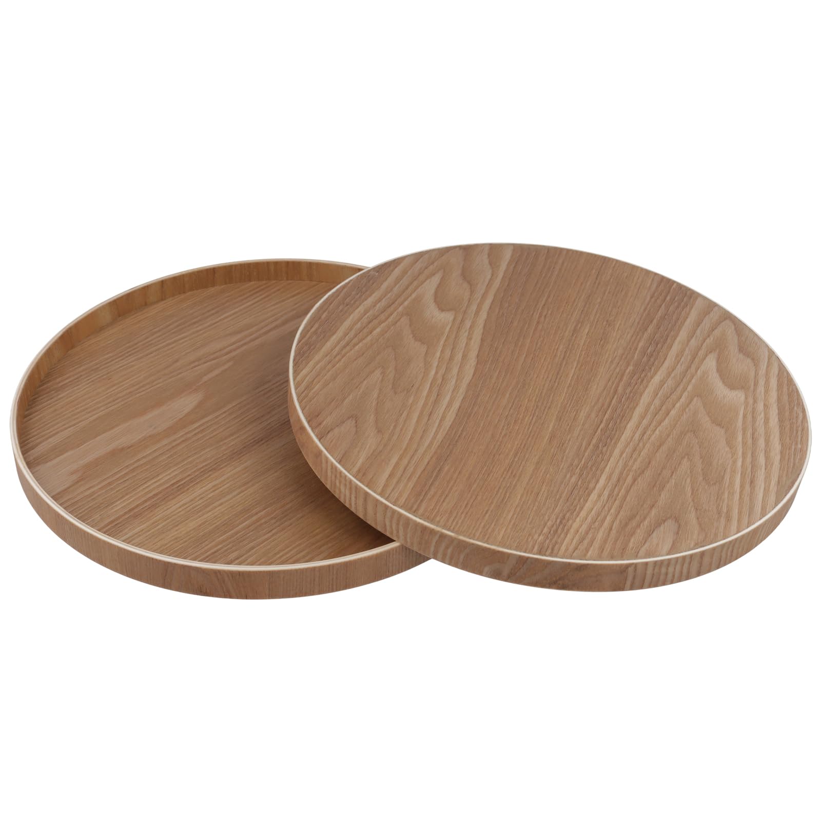 JEUIHAU Confezione da 2 vassoi rotondi in legno, 30 cm, rustici, decorativi in legno, per decorare tavolini da caffè, organizer in soggiorno
