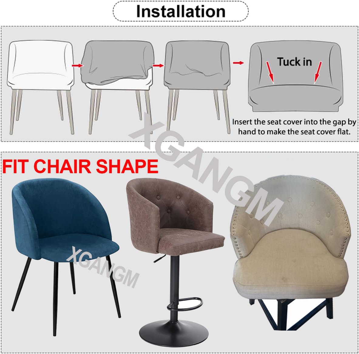 Lot de 4 housses de chaise de salle à manger en velours extensible avec accoudoirs, protecteurs de sièges pivotants pour la maison, le bureau, la cuisine