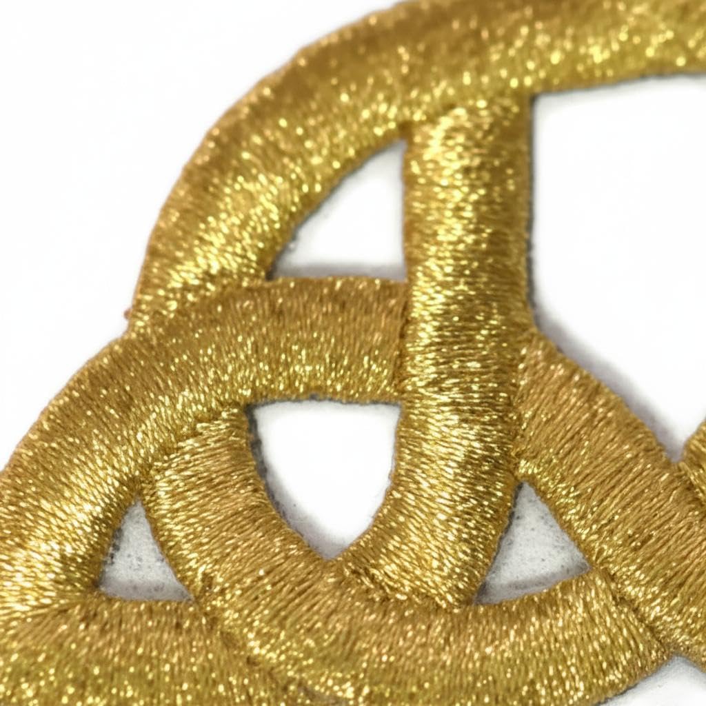 Gold Celtic Embroidered Patch - 3 Inch Triquetra Iron-On or Sew-On Applique - Symbolic Fabric Emblem for Jackets, Bags, and DIY Clothing Decoration