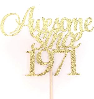 Atelier Elegance Awesome Since 1971 Cake Topper, 50th Birthday Cake Topper, 50th Anniversary Topper