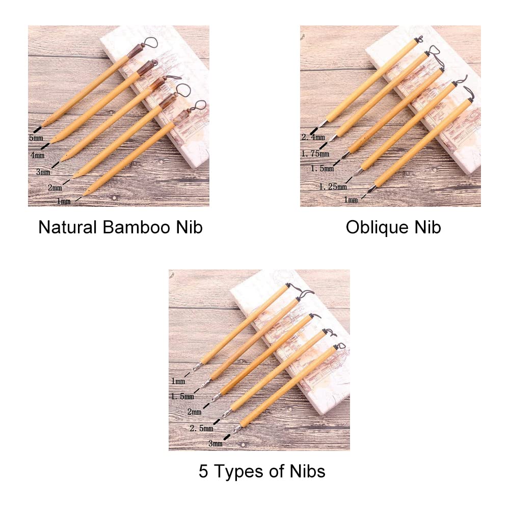 Pssopp 5Pcs Strumento di Argilla polimerica Penna calligrafica di bambù e Penna di bambù Strumenti di modellatura in Ceramica polimerica (#1)