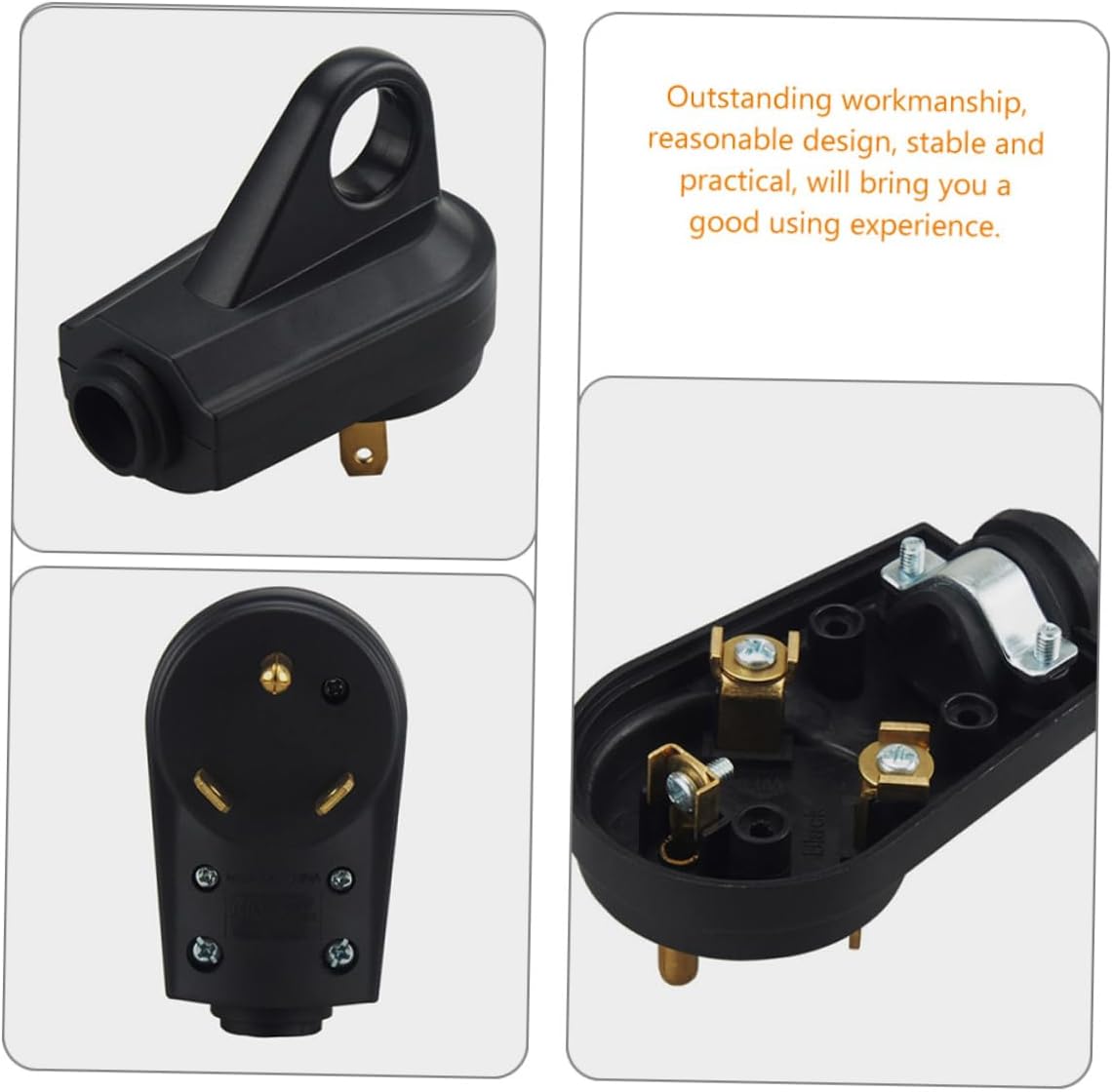 Amp Rv Replacement Male Plug with Handle Durable Us Plug for Easy Unplugging High Temperature Resistant for Camping and Travel