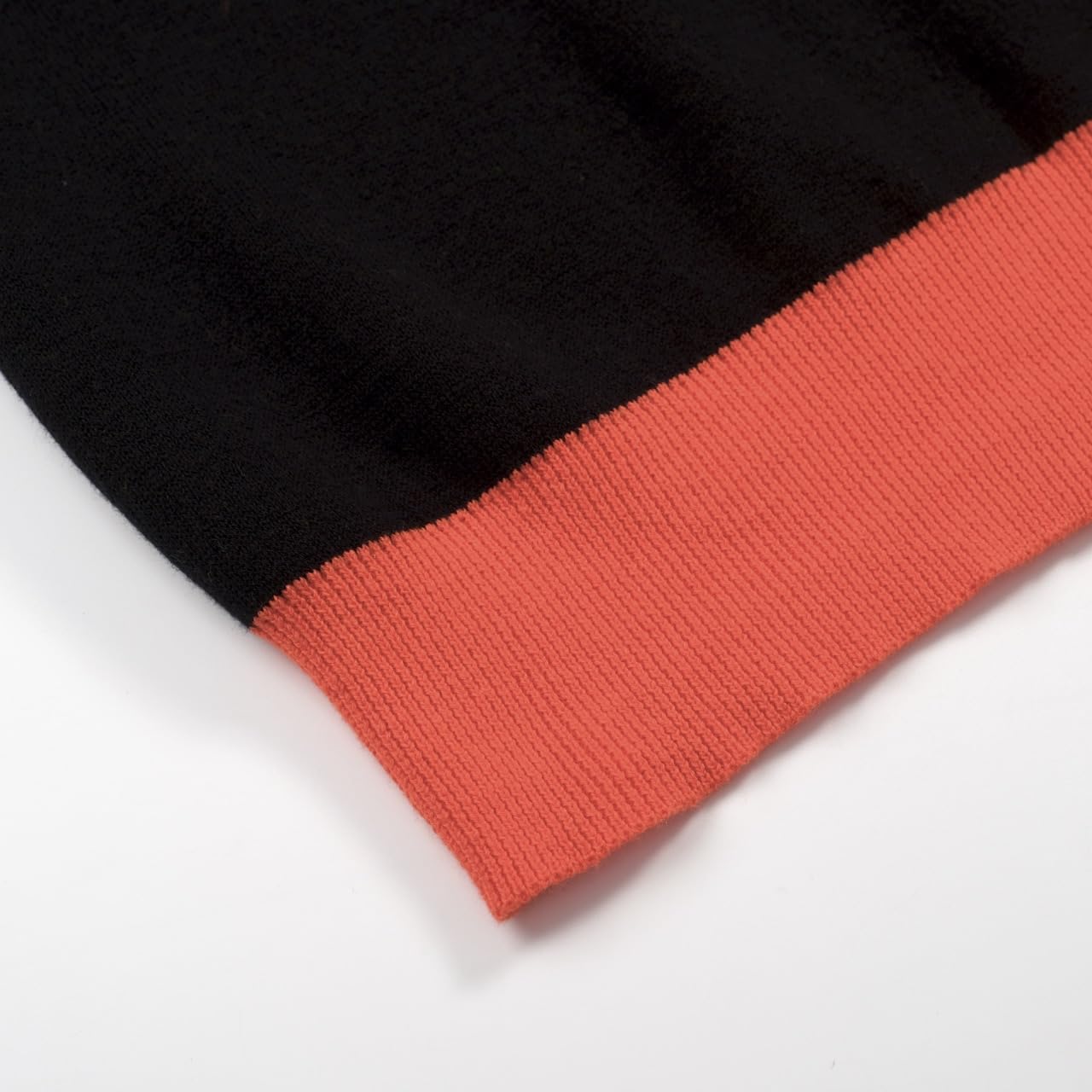 OXKNIT Camisetas Mujer Clásica Negra Camiseta de Punto con Estampado Floral Naranja Jacquard Verano Algodón Casual Top